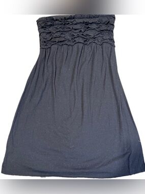 Vintage Y2K Xhilaration Ruffle Smocked Tube Dress Black Mini Babydoll